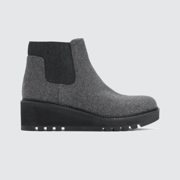 Eileen Fisher Chelsea Grey Wedge Bootie in Fleece - Picture 2 of 11